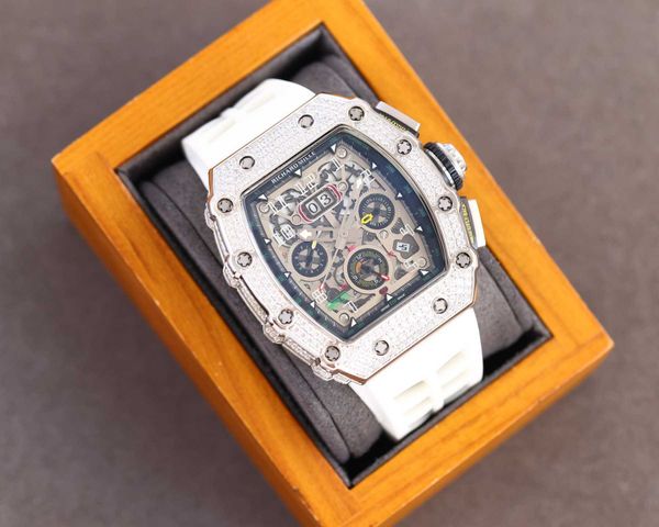 

fantastic full diamond r i c h a r d luxury superb style male wrist watches rm11 rm11-03 nb7p designer mechanical high-end quality bust down, Slivery;brown