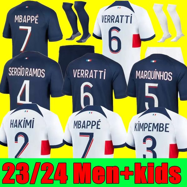 

new 23 24 mbappe hakimi soccer jerseys vitinha paris n.mendes maillots de football 2023 2024 marquinhos messis verratti psgs men women kids, Black;yellow
