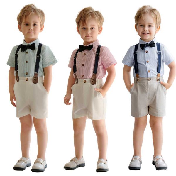 

suits child dress set boy's suspenders long shorts shirt for 2-14 years formal outfit kids clothes wedding birthday party costumehkd230, Black