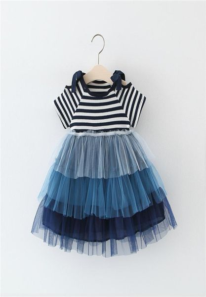 

girls striped cake dress 2019 summer new ins baby girls gradient cake skirt princess dresses children fashion tutu dress 2 colors 8203732, Red;yellow