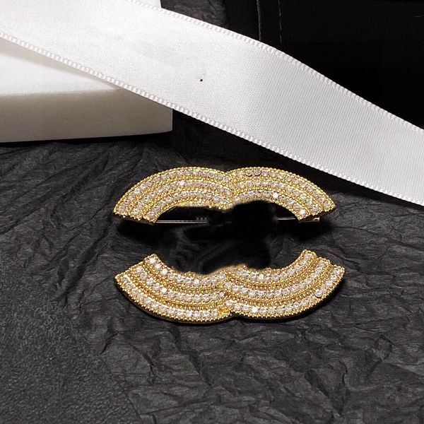 

simple double letter ccity pins women luxury designer gold brooches brand logo crystal pearl brooch men suit pin jewelry accessories 2234, Gray