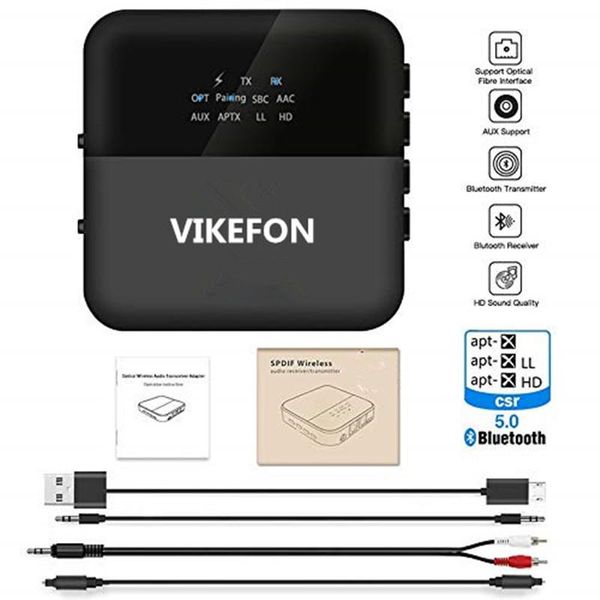 

jeans auto on, 5.0 bluetooth audio receiver transmitter aptx hd/ll hifi stereo music 2 in 1 receptor transmisor adapter sender for tv, Blue