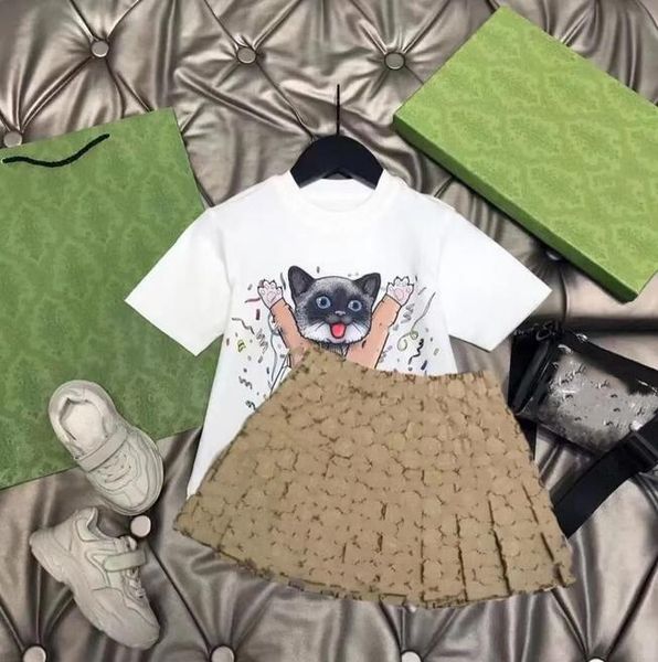 

summer children tracksuit two pieces suits clothing sets for girl skirt sleeve shorts skirt girls costume kids casual outfits dhgate, White