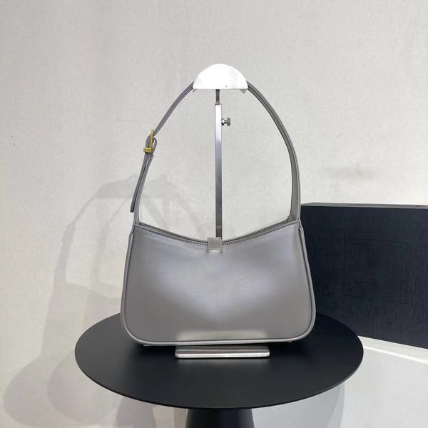

high-grade brightening leather underarm bag appearance minimalist metal logo button open and close design adjustable shoulder strap lightwei