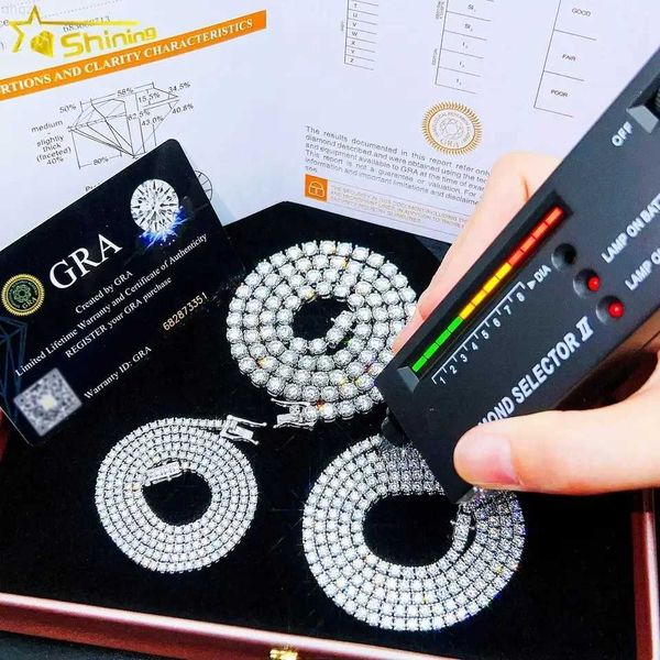 

925 sterling silver vvs moissanite diamond chain iced out chain diamond necklace chains for women men necklace