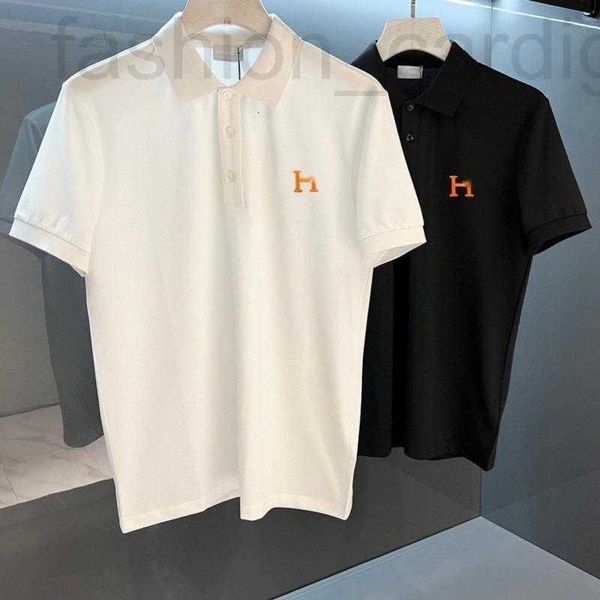 

men's polos designer luxury clothing short sleeved tshirt mens polo shirt hms sweatshirt men polos tee h embroidery lapel shirts busine, White;black