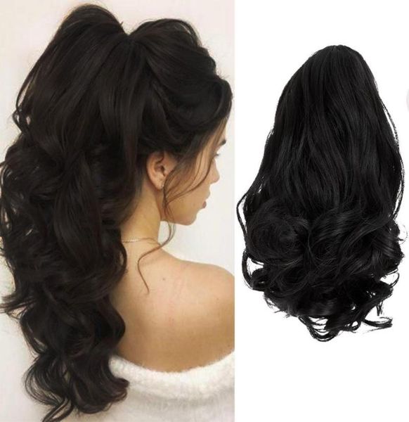 

synthetic wigs seeano ponytail for women short wavy hairpiece clipon curly style high temperature fiber8870860, Black