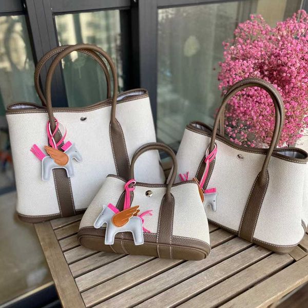 

designer herbags mas s tote bags garden party color new fashion contrast commuter bag simple large capacity wide shoulder belt one handbag z