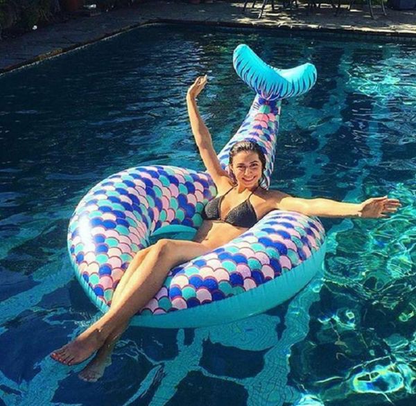 

rooxin mermaid inflatable circle rubber for kids pool float swimming ring outdoor summer beach party toys5832891
