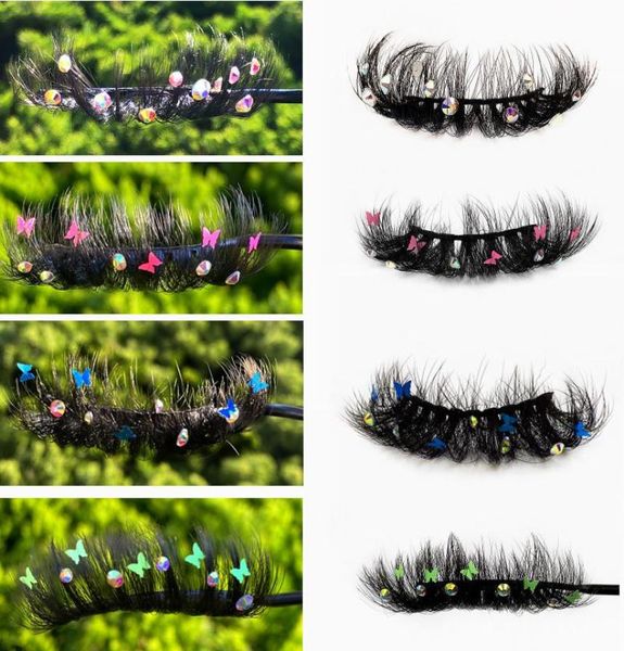 

false eyelashes 25mm diamond lashes holgraphic butterfly faux mink natural dramatic volume red blue pink sequins lashesfalse6755279