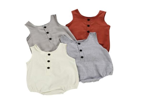 

ins summer newborn baby girl boy clothes cottonlinen romper bodysuit outfits set kids designer clothes boys sleeveless kids cloth6616906, Blue