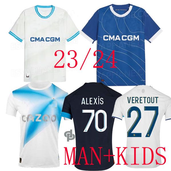 

23 24 maillot alexis marseilles soccer jerseys home 30th white anniversary special 2023 player fan guendouzi payet clauss football shirts me, Black;yellow