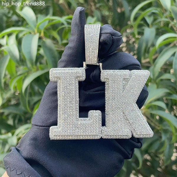 

925 silver diamond pendant custom alphabet ice pattern personalized hip hop jewelry for miami cuban links necklace