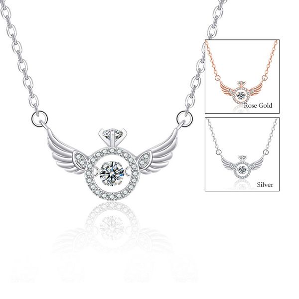 

popular women necklaces angel wing design pave setting aaa cubic zirconia luxury cz diamond designer necklaces for party gift, Silver