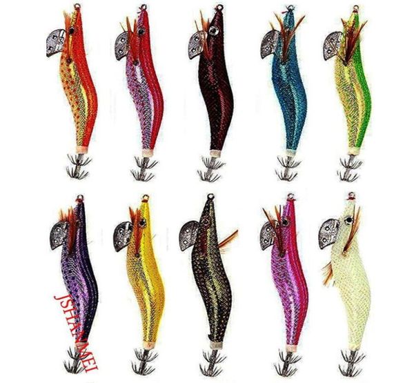 

10pcs luminous squid jigs hard fishing lures 25 30 35 squid bait jig hooks8110903