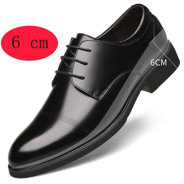 

dress shoes man elevator shoe taller 6cm height increasing for men heighten increased oxfords 230703, Black