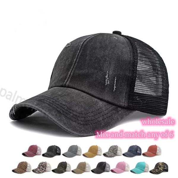 

cross hats designer caps criss cross ponytail hats various 13 colors washed mesh back leopard sunflower plaid camo hollow messy bun baseball, Blue;gray