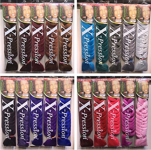 

whole xpression braiding hair 82 inches 165g synthetic kanekalon hair crochet braids single color premium ultra jumbo braid ha9622812, Black