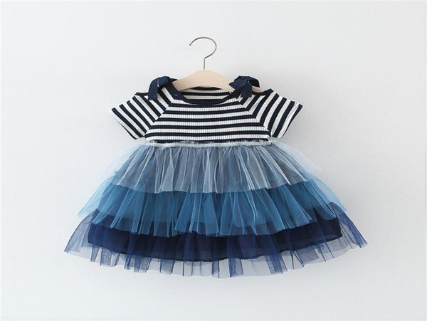 

girls striped cake dress 2019 summer new ins baby girls gradient cake skirt princess dresses children fashion tutu dress 2 colors 1344515, Red;yellow