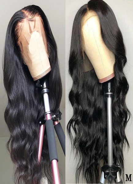 

13x6 lace front wig pre plucked brazilian body wave lace front human hair wigs 150 density middle ratio lace6751907, Black