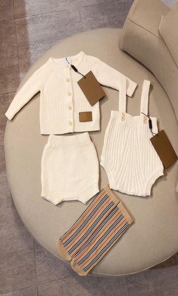 

spring autumn baby girl clothing set 03y infant knitted long sleeve bottom short sock 4pcs children cardigan girl clothes set1986056, White