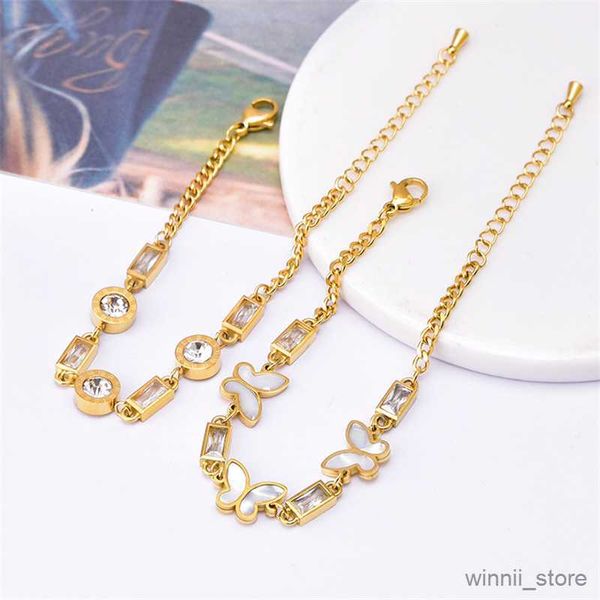 

charm bracelets stainless steel new natural butterfly bracelets for women fashion girls wrist jewelry birthday gifts r230704, Golden;silver