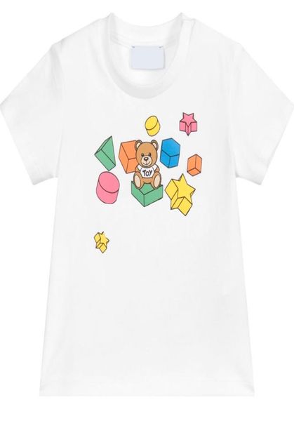 

kids fashion short sleeve bear buil tshirt cute boy casual comfortable tees neutral letter tshirt girl sports baby summer cl2127541, Blue