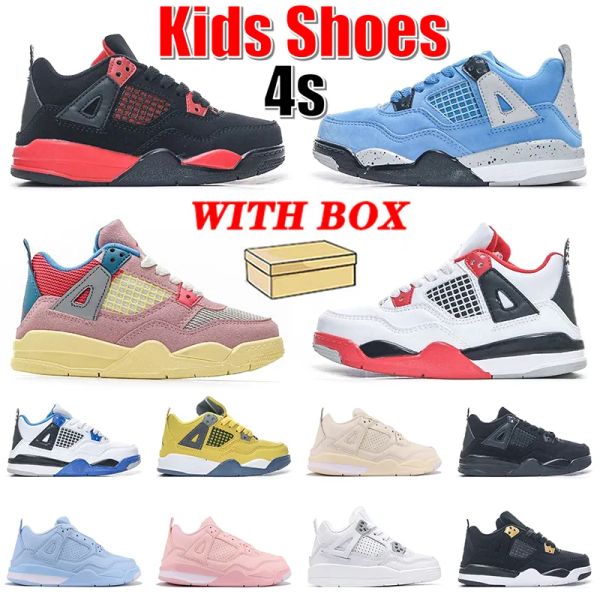 

authentic 4s kids basketball shoes jumpman 4 youth infants toddlers university blue fire red thunder sail black cat lightning big children b