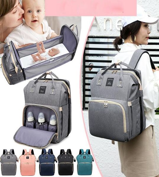 

large capacity diaper bag mummy birthing backpack travel portable shoulder multifunction fold bed bags waterproof stylish pack lj22196672