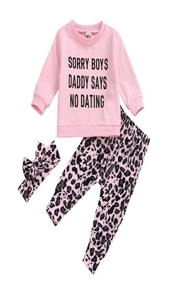 

baby kids pants clothing sets letter printing long sleeve leopard trousers spring autumn girls athletic outdoor apparel 134785406, White