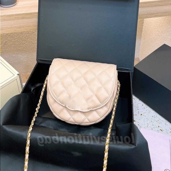 

saddlebag half moon bag custom luxury brand handbag channel women's bag leather gold chain crossbody black and white pink c
