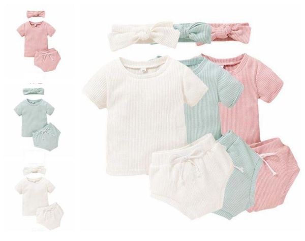 

baby clothing set short sleevestriangle pants outfits summer 2021 children boutique clothes 02t boys girls home wear casual 2 pc4796009, White