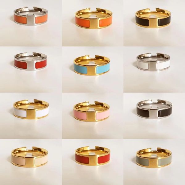 

new fashion luxury designer jewelry love ring trend stainless steel classic enamel rings couple models all-match temperament highest quality, Silver