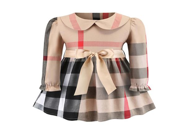 

girls designer dress spring new fashion sweet plaid striped dress casual british long sleeve cute luxury style clothes children cl6274904, Red;yellow