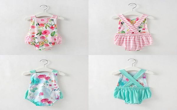 

baby girl rompers clothing floral toddler girl backless jumpsuits flower infant suspender romper designer baby climbing clothes m21436175, Blue