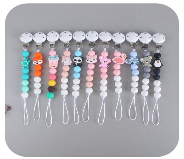 

diy cartoon silicone baby pacifier chain clip newborn baby teether holder clip baby gifts toys newborn bead chains feeding b19386375979