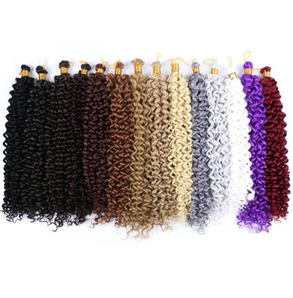 

lans 14quot water wave crochet braiding hair extensions braids blonde bundles kinky curly crochet bulk hair 24strandspack ls222637698, Black