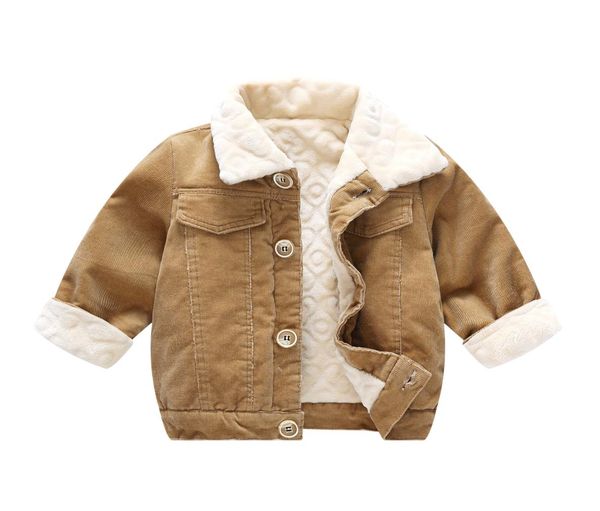 

2019 winter children039s clothing long sleeved turndown collar pure color thickened velvet new version corduroy boy girl jacke5784653, Blue;gray