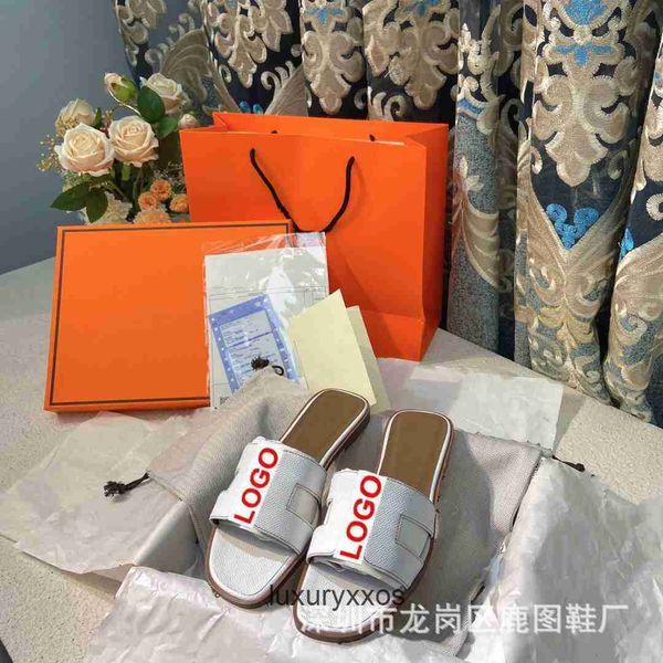 

slipper sandal summer oran women's designer 2023 h girl women stars family same style h leather flat shoes wearing thick heel pm6f