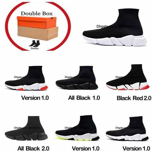 

comfort paris designer shoes casual sock sole breathable men women platform hommes mesh trainer black glitter knitted triple sneaker walking, White;red