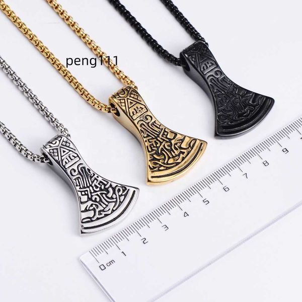 

fashion simple gifts personality viking retro battle axe steel titanium pendant necklace, Silver