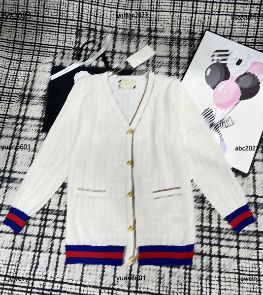 

designer woman sweater girl knit shirt  fits all gold button decoration knitwear v-neck cardigan july03, White