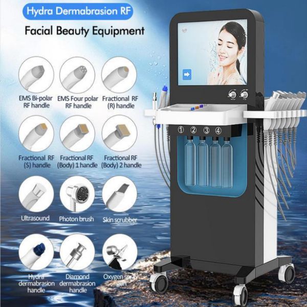 

13 in 1 bubble oxygen facial machine oxygen facial anti-aging machine skin care facial beauty machine aqua h2o2 jet facial peeling, Black