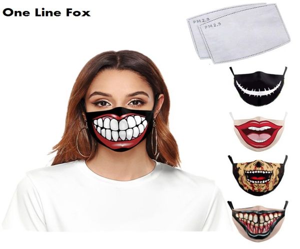 

funny big mouth pattem print grimace ghost skull face mask adults reusable protective pm 25 dustproof mouth cover7710069, Blue