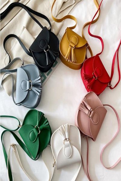 

baby coin purse leather kids mini cross body messenger bag tassel toddler girls shoulder bags tote kids accessories 7 colors dw6134308695, White