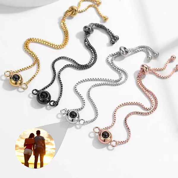 

chain personalized projection po bracelet for women stainless steel jewelry custom lover pictures adjustable size bracelets bangle 230704, Black