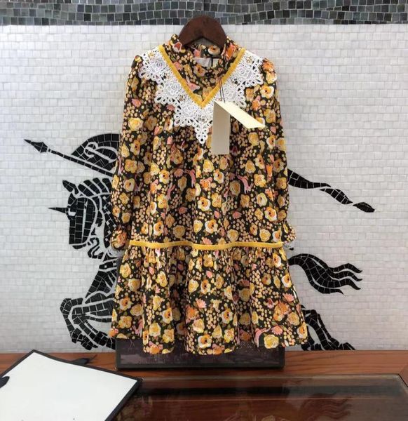 

desginer baby clothing21 spring new children039s long sleeve floral princess dress fresh high end children039s dress for gir7471793, Red;yellow
