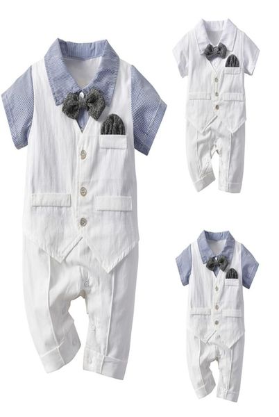 

newborn baby boys clothes sets christening formal party bodysuits outfits gentleman short sleeve summer outwear suits for 02y9952452, White