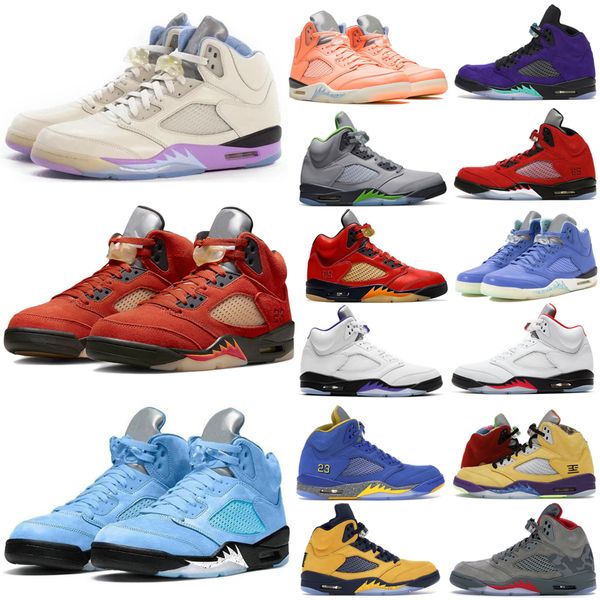 

jumpman 5 5s og basketball shoes retro mens dark concord sail white stealth black metallic alternate grape raging bull red safety orange gre