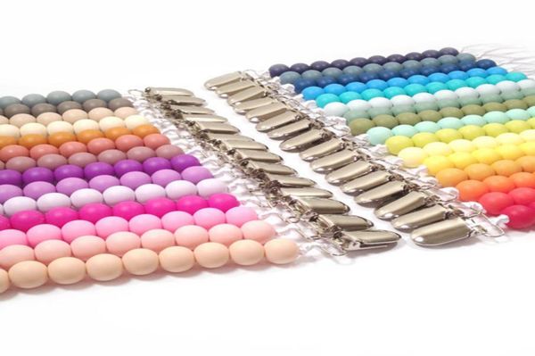 

33 colors kids silicone bead pacifier holders newborn pacifier chains pacifier clips baby teething nipple holder baby chew toys rr3432060